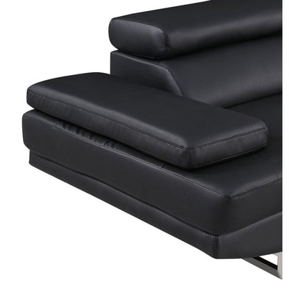 The Bellagio – Black Leather Left-Arm Facing Chaise Sectional