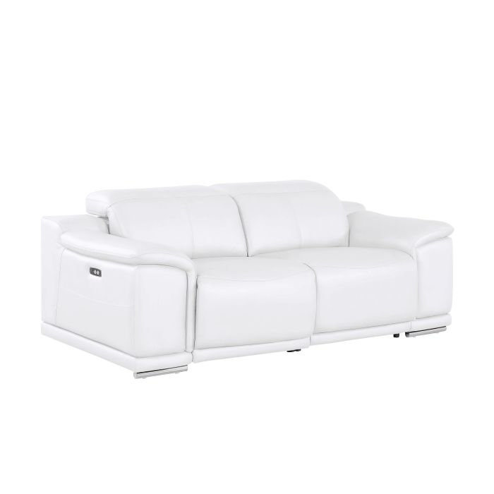 The Westbrook – White Genuine Leather Dual Power Reclining Loveseat