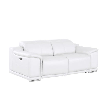 The Westbrook – White Genuine Leather Dual Power Reclining Loveseat