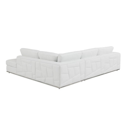 The Valerio – White Italian Leather Right Arm Facing Sectional